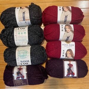 NWT 8x Sparkle Lion Brand Wool Ease Thick and Quick chunky bulky yarn variety